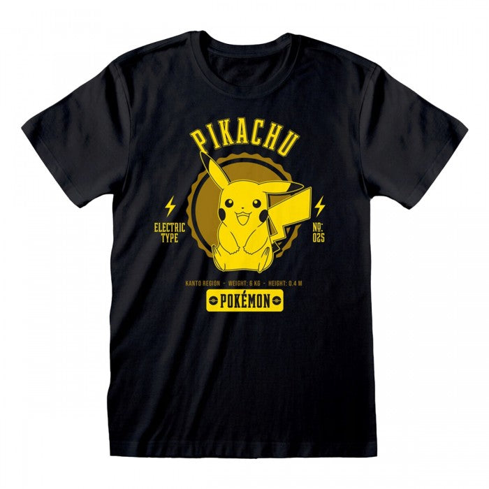 Front - Pokemon Unisex Adult Pikachu Collegiate T-Shirt
