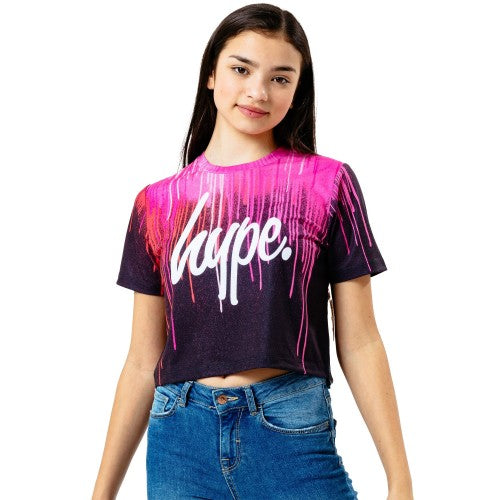 Front - Hype Girls Drips Crop T-Shirt