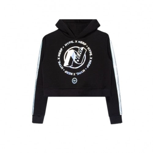 Front - Hype Childrens/Kids Holo Logo Nerf Crop Hoodie
