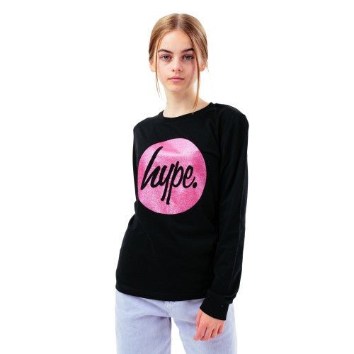 Front - Hype Girls Script Glitter Long-Sleeved T-Shirt