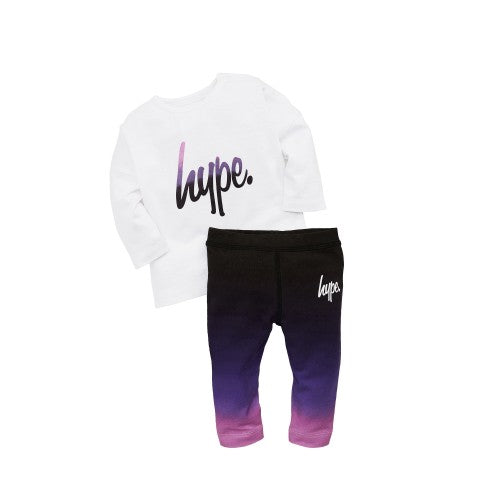 Front - Hype Baby Girls Ombre T-Shirt And Leggings Set