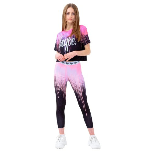 Front - Hype Girls Drips Crop T-Shirt