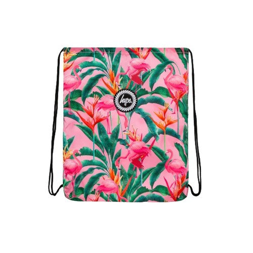 Front - Hype Flamingo Rainforest Drawstring Bag
