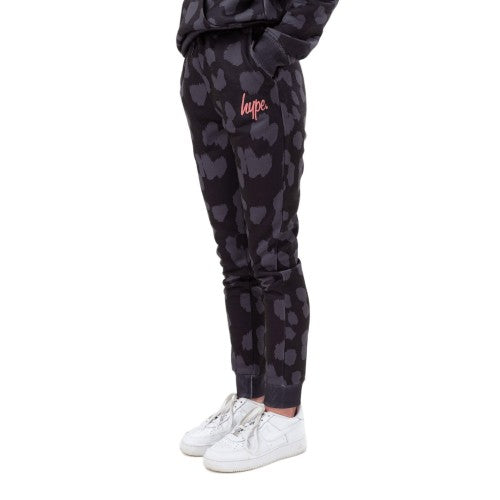 Front - Hype Girls Cheetah Foil Script Jogging Bottoms