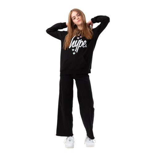 Front - Hype Girls Hearts Script Hoodie