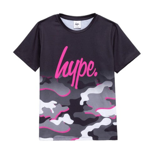 Front - Hype Girls Camo Fade Script T-Shirt
