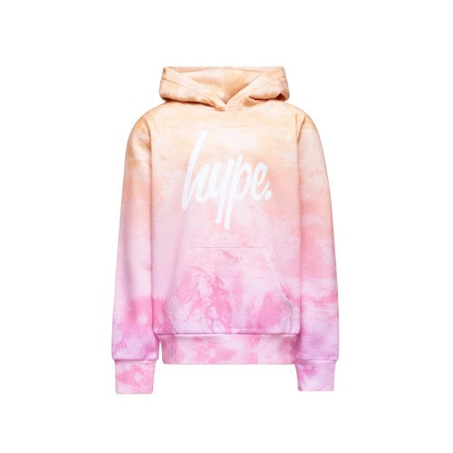 Front - Hype Girls Pastel Marble Fade Script Hoodie