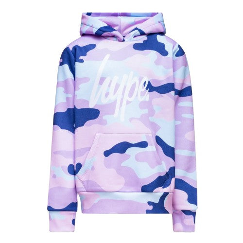 Front - Hype Girls Evie Camo Script Hoodie