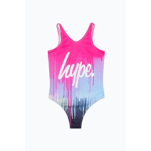 Front - Hype Girls Drip Script One Piece Swimsuit