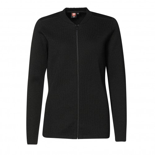Front - ID Womens/Ladies Fitted Full Zip Knitted Cardigan