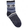Front - Boys Fairisle Design Knitted Slipper Socks With Grippers (1 Pair)