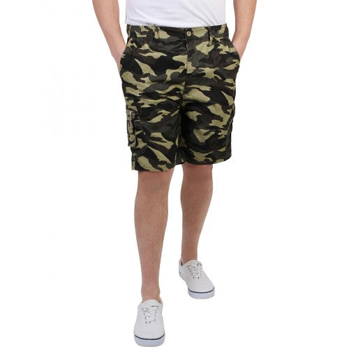 Front - Krisp Mens Camo Print Cargo Shorts