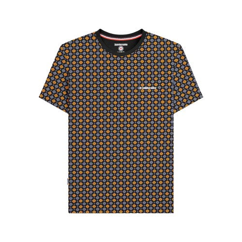 Navy-Basil - Front - Lambretta Mens SS25 Geometric T-Shirt