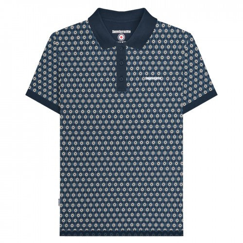 Front - Lambretta Mens Roundel Geometric Big & Tall Polo Shirt