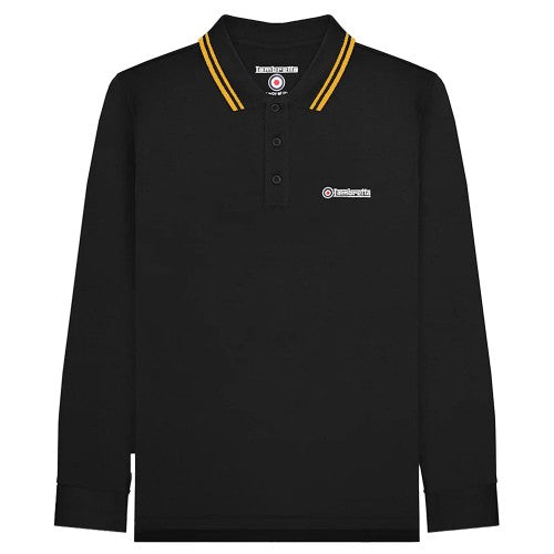 Front - Lambretta Mens Tipped Long-Sleeved Polo Shirt