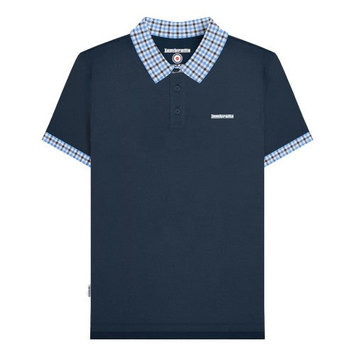 Front - Lambretta Mens SS25 Gingham Big & Tall Polo Shirt