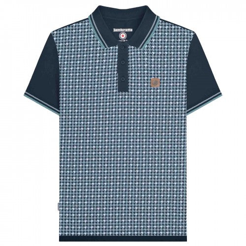 Front - Lambretta Mens SS25 Houndstooth Big & Tall Polo Shirt