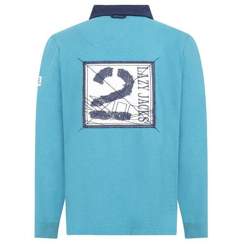 Front - Lazy Jacks Mens Contrast Collar Rugby Shirt
