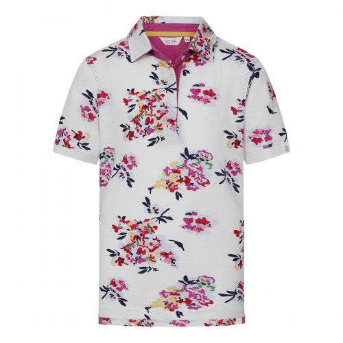 White-White - Front - Lazy Jacks Girls Wildflower Polo Shirt