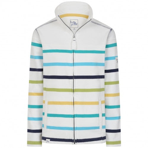 Green-White - Front - Lazy Jacks Womens-Ladies Striped Full Zip Sweatshirt