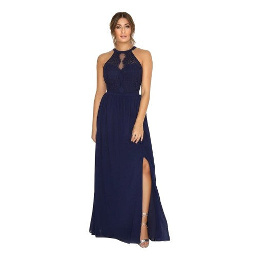 Little Mistress Womens/Ladies Halterneck Eyelash Lace Maxi Dress –  Universal Textiles