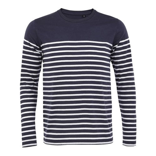 Front - SOLS Mens Matelot Striped Long-Sleeved T-Shirt