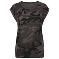 Front - Build Your Brand Womens/Ladies Camo Extended Shoulder T-Shirt