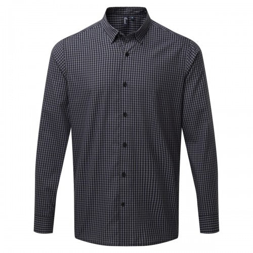 Front - Premier Mens Maxton Checked Long-Sleeved Shirt