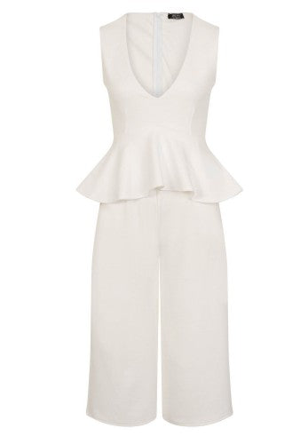 Front - Girls On Film Womens/Ladies Jamal Peplum Plunge Jumpsuit