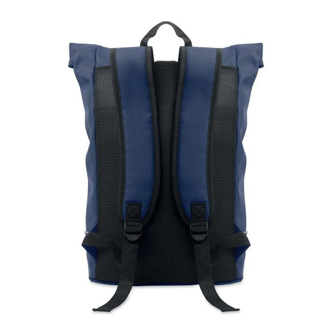 Blue - Back - MidOcean Laptosa Roll Top PU Laptop Backpack