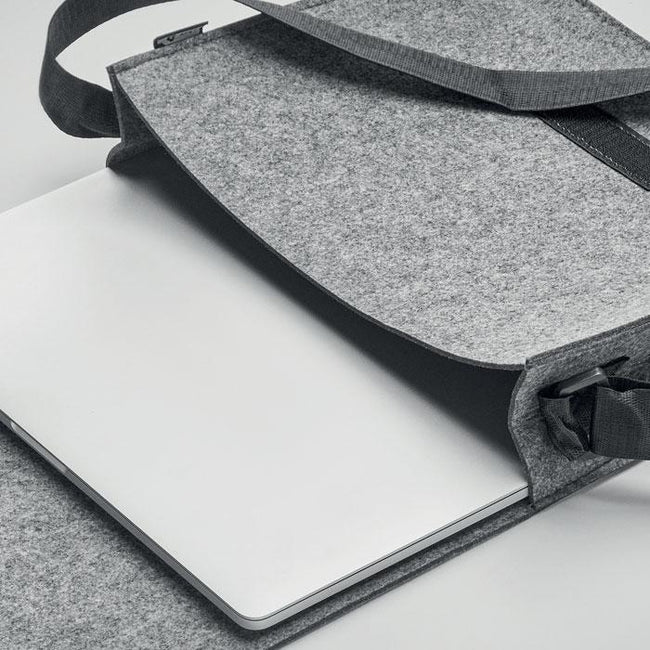 Grey - Side - MidOcean Baglo RPET Felt Laptop Bag