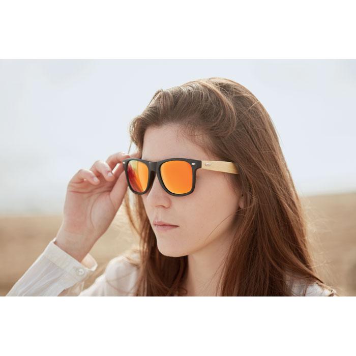 Orange - Side - MidOcean California Touch Bamboo Sunglasses