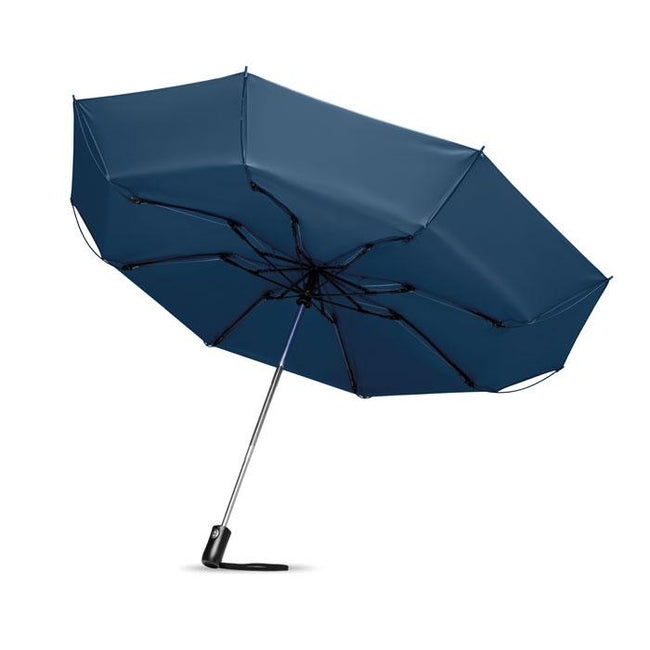 Blue - Lifestyle - MidOcean Dundee Foldable Reversible Folding Umbrella