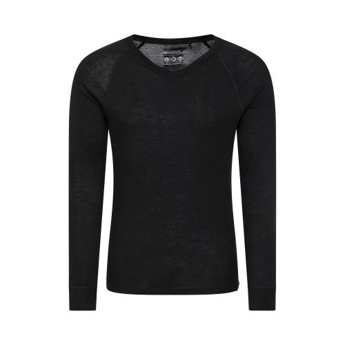 Front - Mountain Warehouse Mens Merino Wool V Neck Base Layer Top