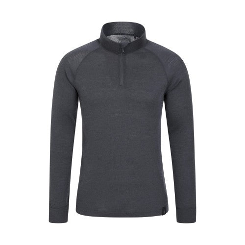 Front - Mountain Warehouse Mens Merino Wool Zip Neck Thermal Top