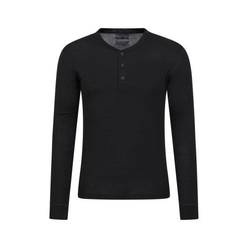 Front - Mountain Warehouse Mens Merino Wool Henley Thermal Top