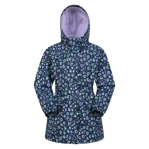 Front - Mountain Warehouse Childrens/Kids Dale Leopard Print Lightweight Waterproof Jacket