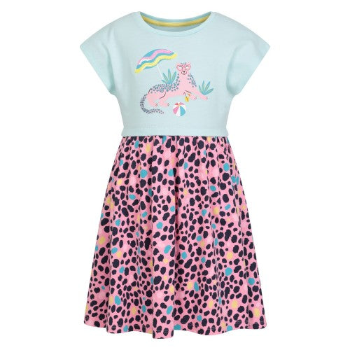 Front - Mountain Warehouse Girls Poppy Leopard Print Organic Cotton Dress