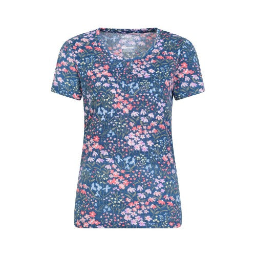 Front - Mountain Warehouse Womens/Ladies Devon Floral Keyhole T-Shirt