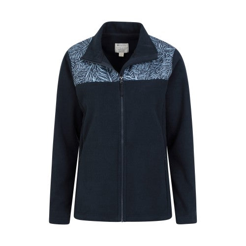 Navy - Front - Mountain Warehouse Womens-Ladies Jasper Foliage Panelled Fleece Jacket