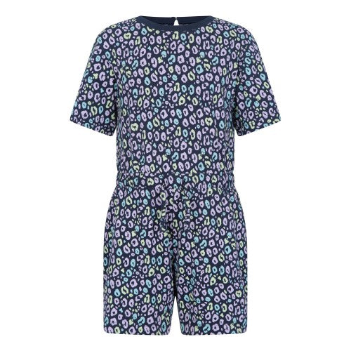 Front - Mountain Warehouse Girls Poppy Animal Print Organic Playsuit