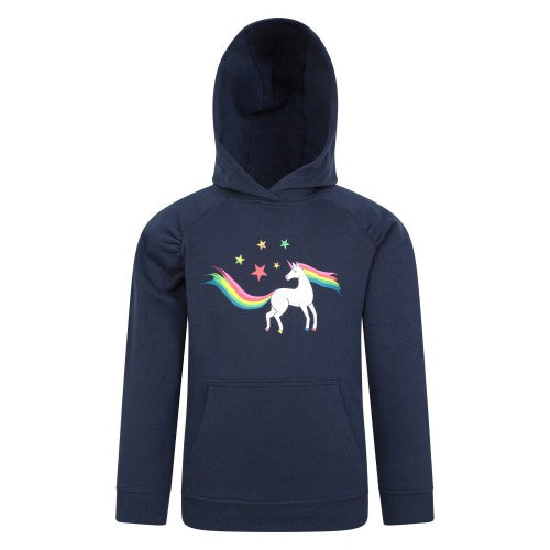 Front - Mountain Warehouse Childrens/Kids Unicorn Glitter Rainbow Hoodie