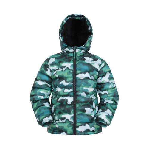 Front - Mountain Warehouse Childrens/Kids Seasons Camo Faux Fur Lined Padded Jacket