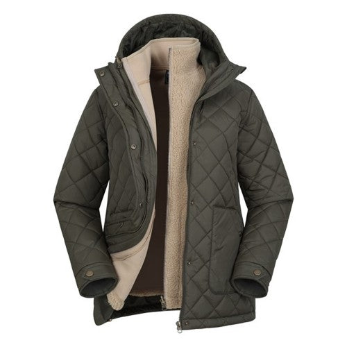 Front - Mountain Warehouse Womens/Ladies Nebraskan Borg 3 in 1 Padded Jacket
