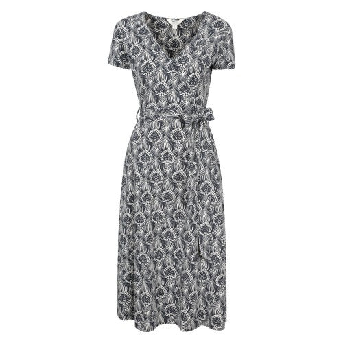 Front - Mountain Warehouse Womens/Ladies Santorini Peacock Feather Midi Wrap Dress