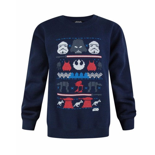 Front - Star Wars Childrens/Boys Official Darth Vader Fairisle Christmas Jumper