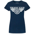 Front - Captain America Womens/Ladies Civil War Team Cap Distressed T-Shirt