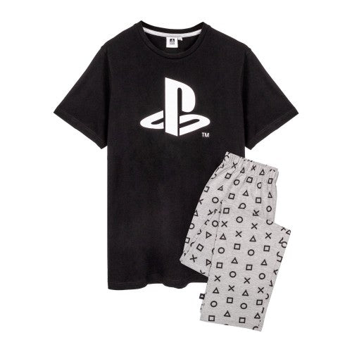Front - Playstation Mens Logo Long Pyjama Set