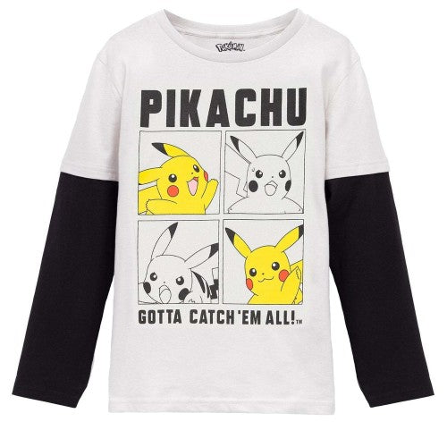 Front - Pokemon Boys Pikachu Long-Sleeved Skater Top