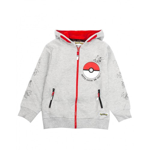Front - Pokemon Boys Gotta Catch Em All Pokeball Full Zip Drawstring Hoodie